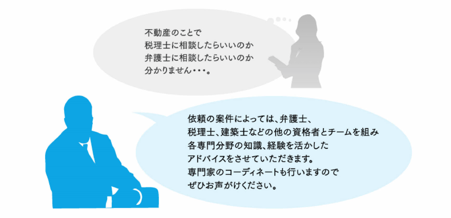 ご相談　税金や法律の専門家と連携